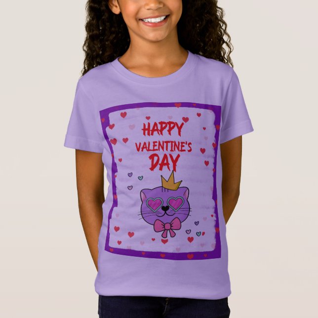HAPPY VALENTINE'S DAY WITH CUTE CAT T-Shirt (Front)