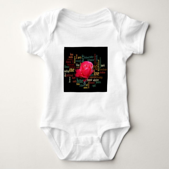 Happy Valentine's Day With Elegant Red Roses Baby Bodysuit (Front)