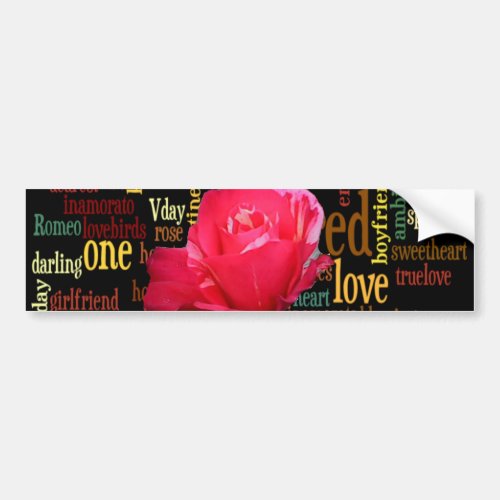Happy Valentines Day With Elegant Red Roses Bumper Sticker