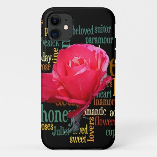 Happy Valentines Day With Elegant Red Roses iPhone 11 Case