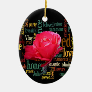 Happy Valentine's Day With Elegant Red Roses Ceramic Ornament