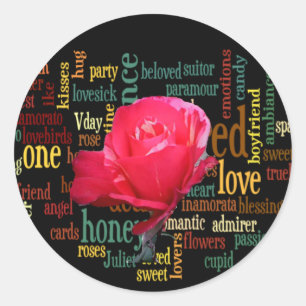 Happy Valentine's Day With Elegant Red Roses Classic Round Sticker