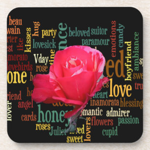 Happy Valentine's Day With Elegant Red Roses Drink Coaster