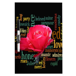 Happy Valentine&#39;s Day With Elegant Red Roses Dry Erase Board