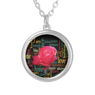 Happy Valentine's Day With Elegant Red Roses Silver Plated Necklace