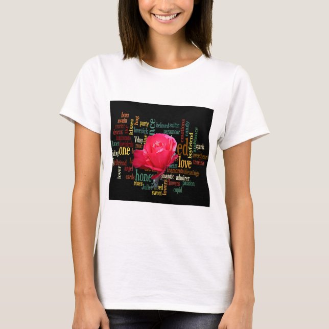Happy Valentine's Day With Elegant Red Roses T-Shirt (Front)