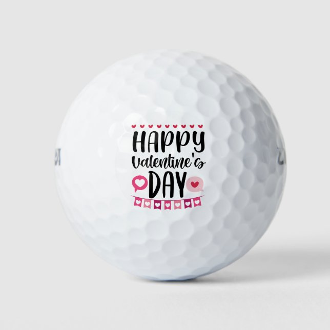 Happy Valentine's Day with Hearts Golf Balls (Front)