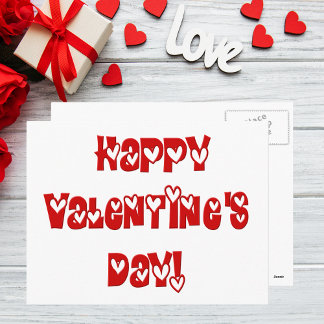 Happy Valentine's Day with Hearts Holiday Postcard
