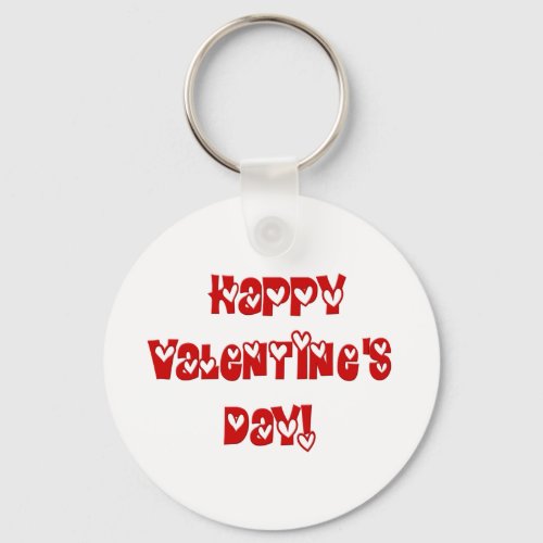 Happy Valentines Day with Hearts Keychain