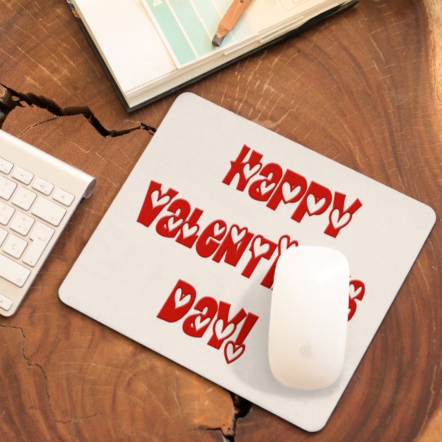 Happy Valentine's Day with Hearts Mouse Pad (Happy Valentine's Day with Hearts Mouse Pad)