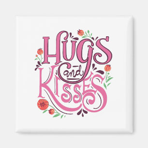 Happy Valentine's Day With Hugs And Kisses    Magnet