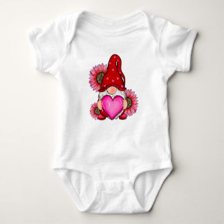 Happy Valentines Day With Leopard Sunflower Valent Baby Bodysuit