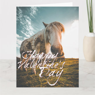 Happy Valentine's day with looking Horse Card