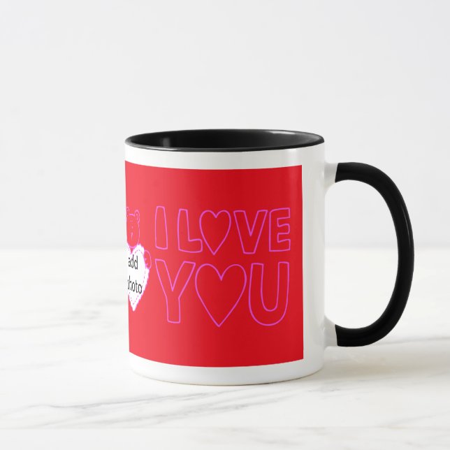 Happy Valentine's Day with love heart add photo Mug (Right)