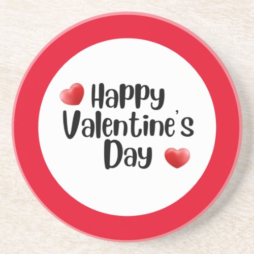 Happy Valentines Day with love red heart    Coaster