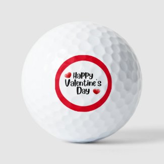 Happy Valentine's Day with love red heart  Golf Balls