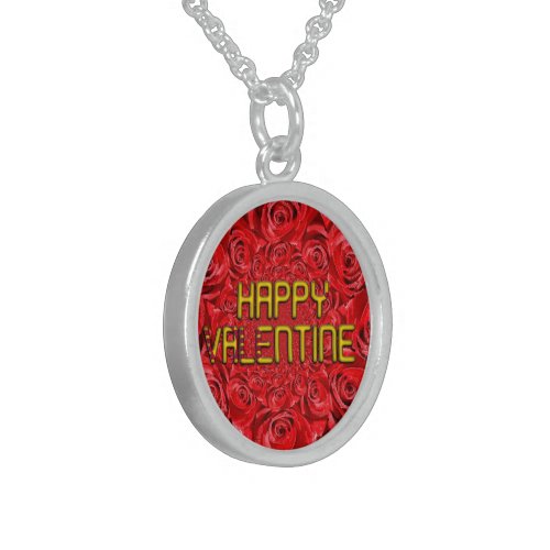 Happy Valentines Day With Love Sterling Silver Necklace