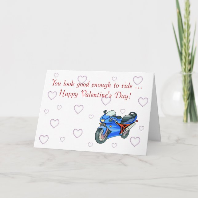 Happy Valentine's Day with motorbike for biker Holiday Card (Front)