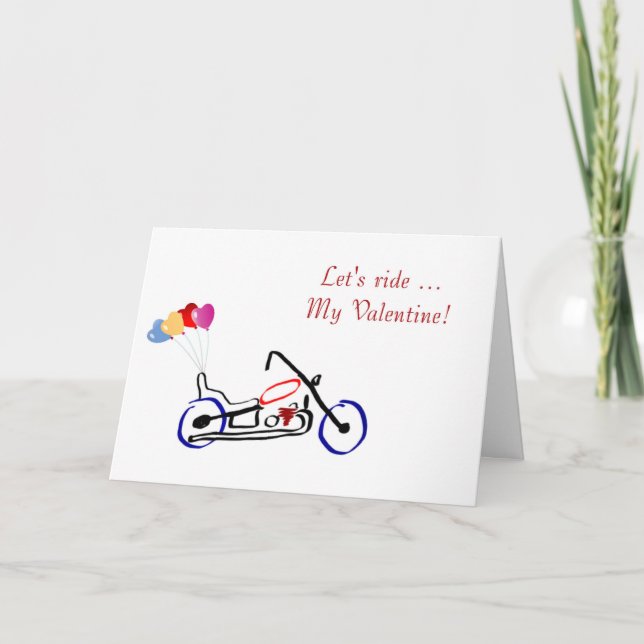 Happy Valentine's Day with motorbike for biker Holiday Card (Front)
