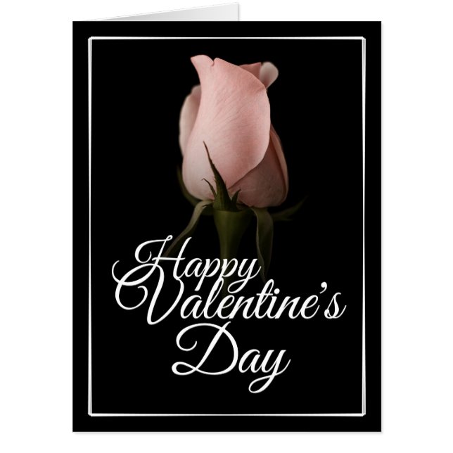 Happy Valentine's Day with pink rose Card (Front)