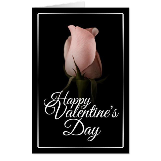 Happy Valentine's Day with pink rose Card (Front)