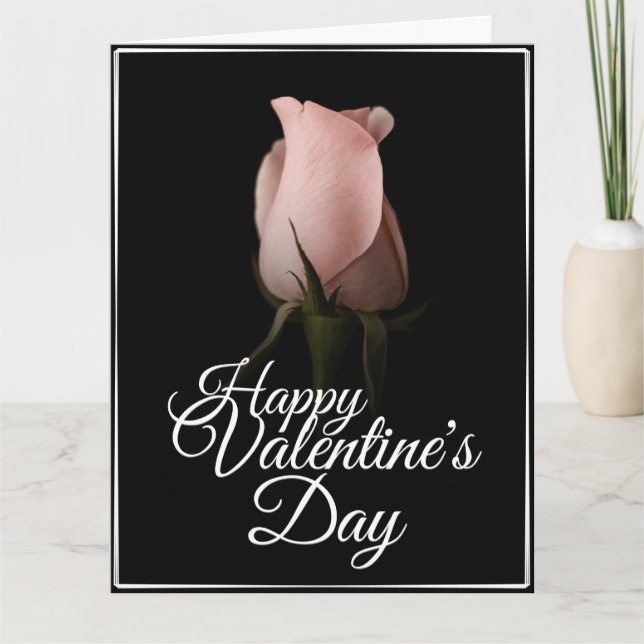 Happy Valentine's Day with pink rose Card (Front)