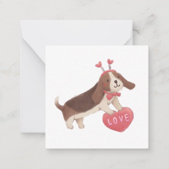 Happy Valentine's Day with Puppy Note Card (Front)