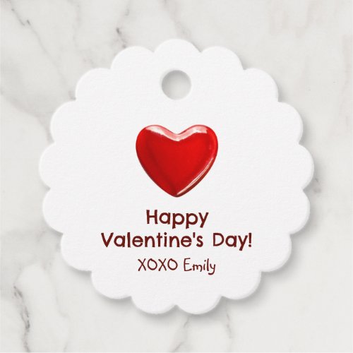 Happy Valentines Day with red heart candy Favor Tags