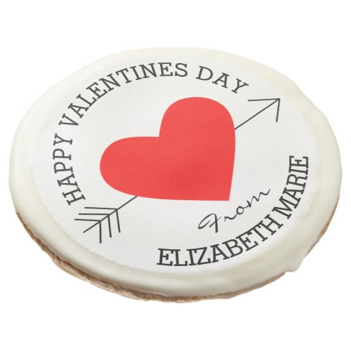 Happy Valentines Day With Red Heart Personalized Sugar Cookie