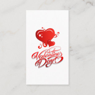 happy valentines day with red hearts business card