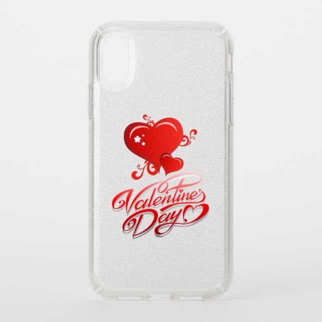 happy valentines day with red hearts speck iPhone XR case (Front)