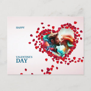 Happy Valentine's Day with Roses Holiday Postcard