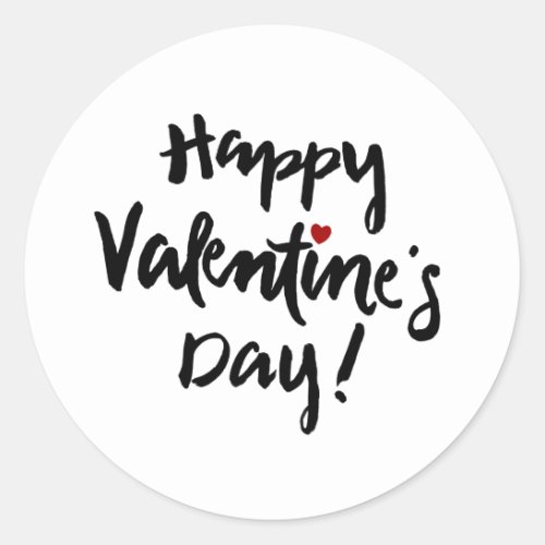 Happy Valentines Day with Tiny Red Heart Classic Round Sticker