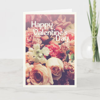 Happy Valentine's Day with Vintage Flower Bouquet Card