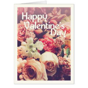 Happy Valentine's Day with Vintage Flower Bouquet Card