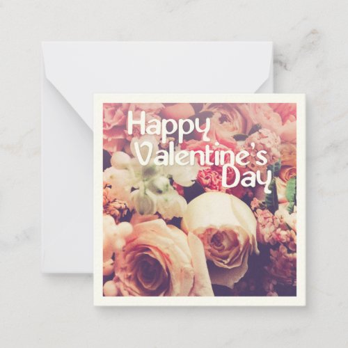 Happy Valentines Day with Vintage Flower Bouquet Note Card