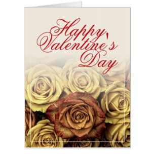 Happy Valentine's day with yellow Rosenbouquet Card