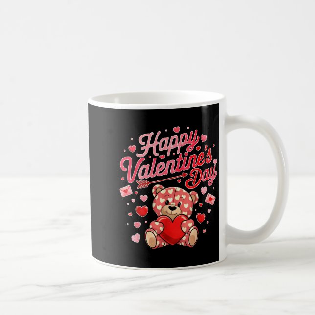 Happy Valentines Day Women Cute Bear Valentine Hea Coffee Mug (Right)