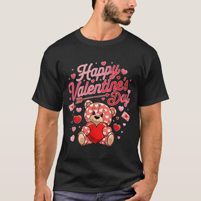 Happy Valentines Day Women Cute Bear Valentine Hea T-Shirt (Front)
