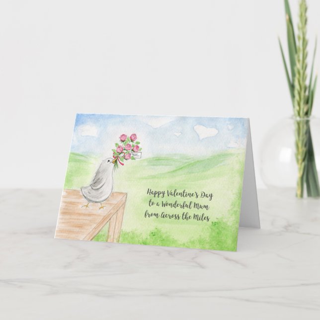 Happy Valentine's Day Wonderful Mum Across Miles Card (Front)