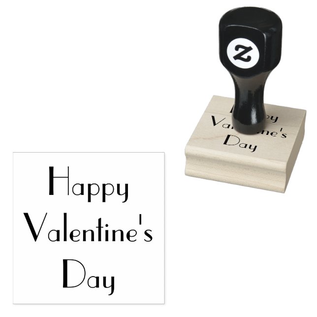 Happy Valentines Day Wood Art Rubber Stamp (Stamped)
