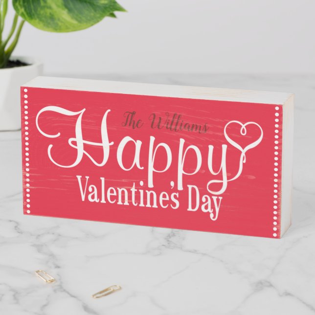 Happy Valentine's Day Wood Box Sign (In Situ Horizontal)