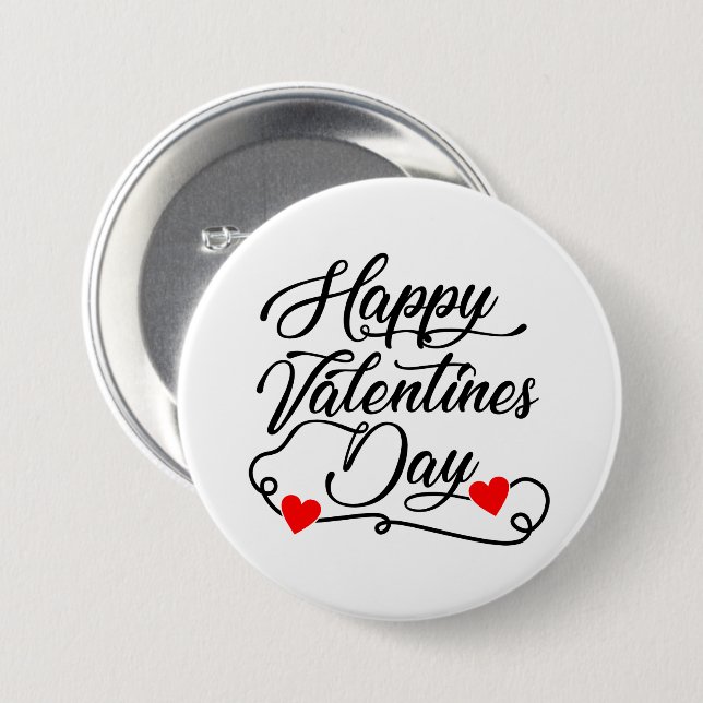 Happy Valentine's Day word art  Button (Front & Back)