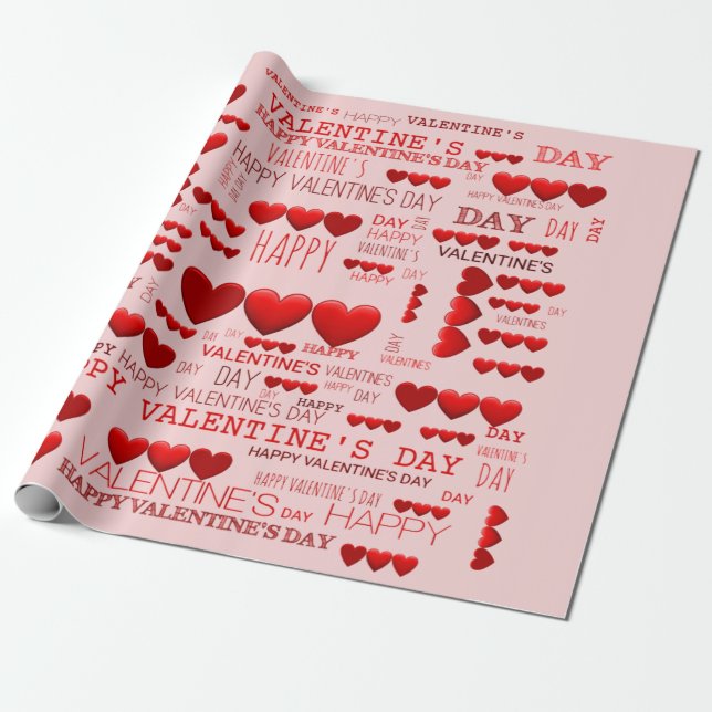 Happy Valentine's Day Wrapping Paper (Unrolled)