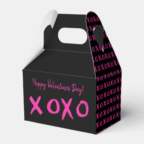 Happy Valentines day xoxo Black Pink Favor Boxes