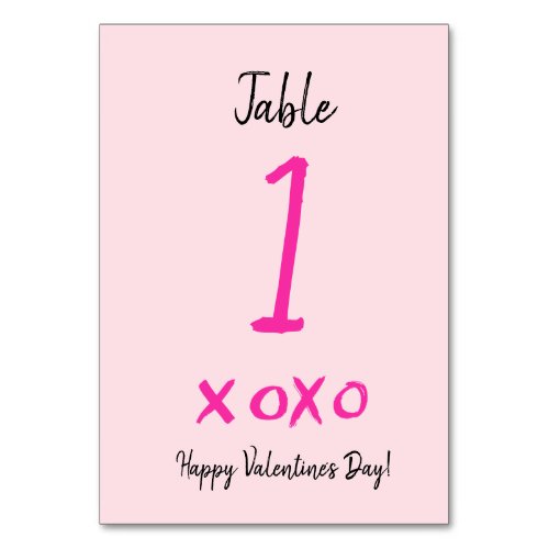 Happy Valentines day xoxo pink  Table Number
