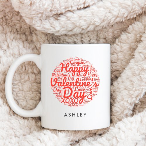 Happy Valentines Day Xoxo Red Script Text Name Coffee Mug