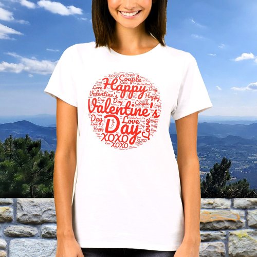 Happy Valentines Day Xoxo Red Script Text Pattern T_Shirt