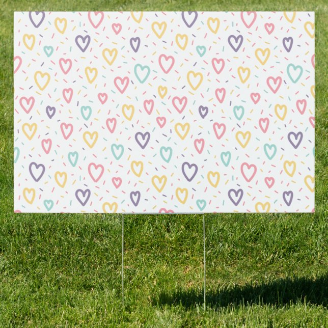 Happy Valentine's Day Yard Sign Colorful Red Heart (Insitu)