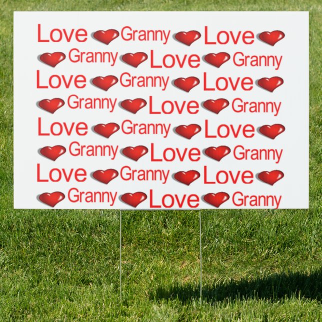 Happy Valentine's Day Yard Sign Love Granny Hearts (Insitu)